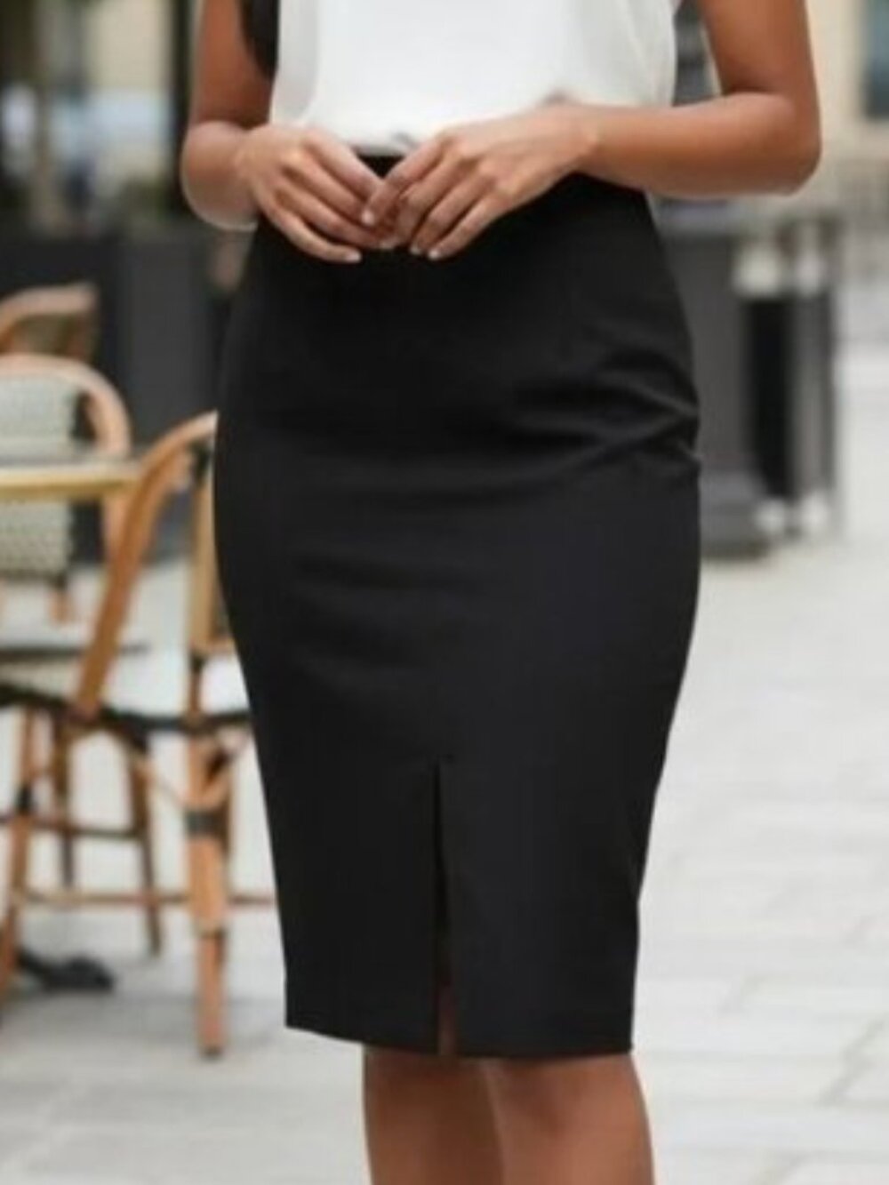 TED BAKER Tiornas Black Wool Pencil Skirt Ted 2 US 6 Minimalist Quiet Luxury